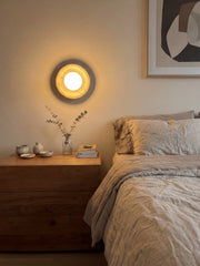 Oria Minimalist Travertine Wall Sconce - Sculptural Ambient Light for Bedroom